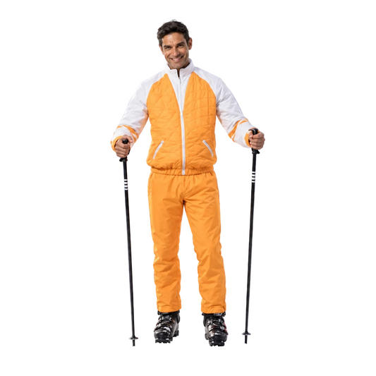 Skiddräkt herr, retro — gul overall för skidåkning