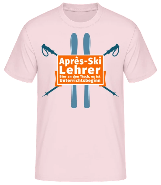 Après-ski t-shirt herr med skidtryck, rosa