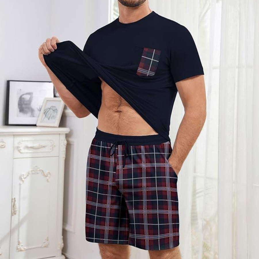 Rutig Pyjamasset för Herr
