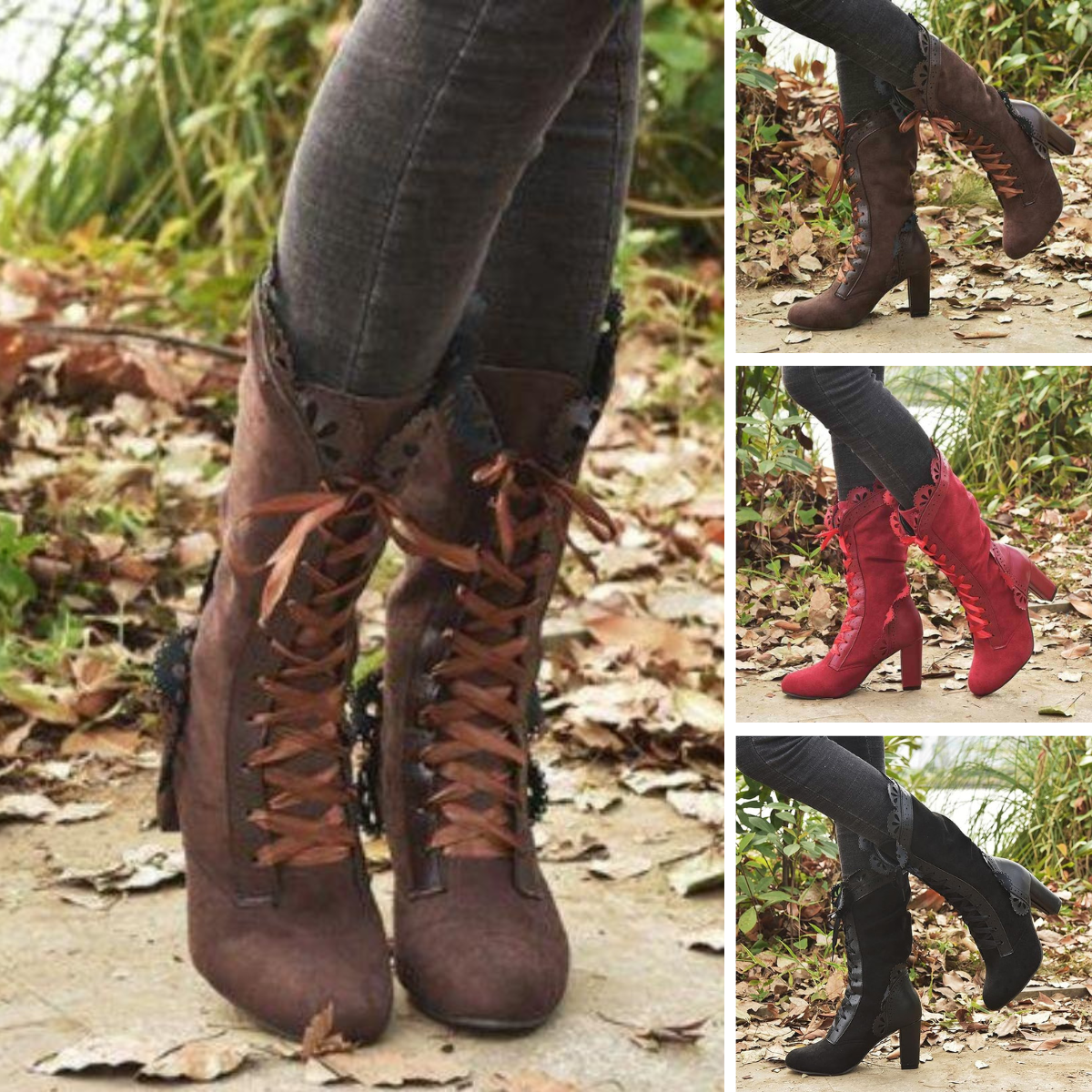 Högklackade boots dam, flera färger