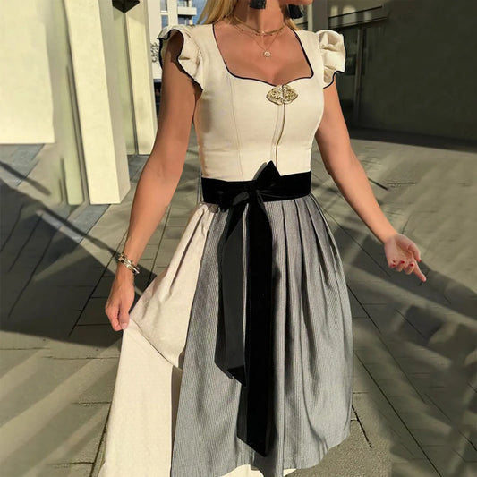 Oktoberfestklänning dam i vitt, dirndl för bierfest