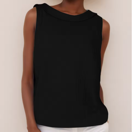 Ärmlös topp dam med rullad krage