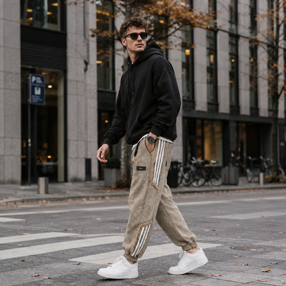 Joggingbyxa herr — ledig streetwear-passform med paneldetaljer