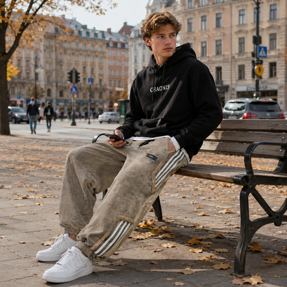 Joggingbyxa herr — ledig streetwear-passform med paneldetaljer