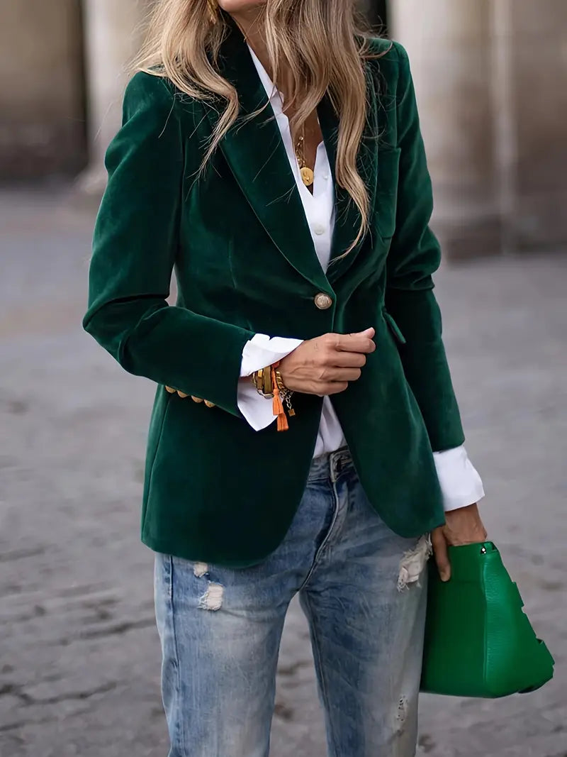 Figursydd blazer dam i polyester för kontor och fest