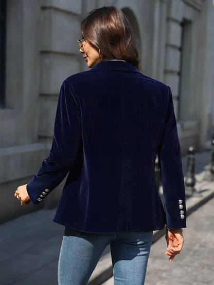 Skräddarsydd blazer dam i polyester – klassisk kavaj med revers och en knapp