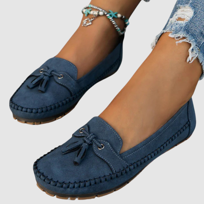 Damloafers med slip-on design bla