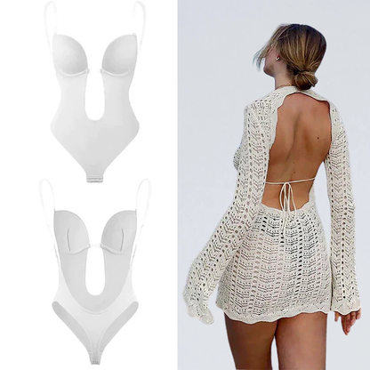 Backless bodyshaper i nylon-elastan — figurformande shapewear med ryggöppning