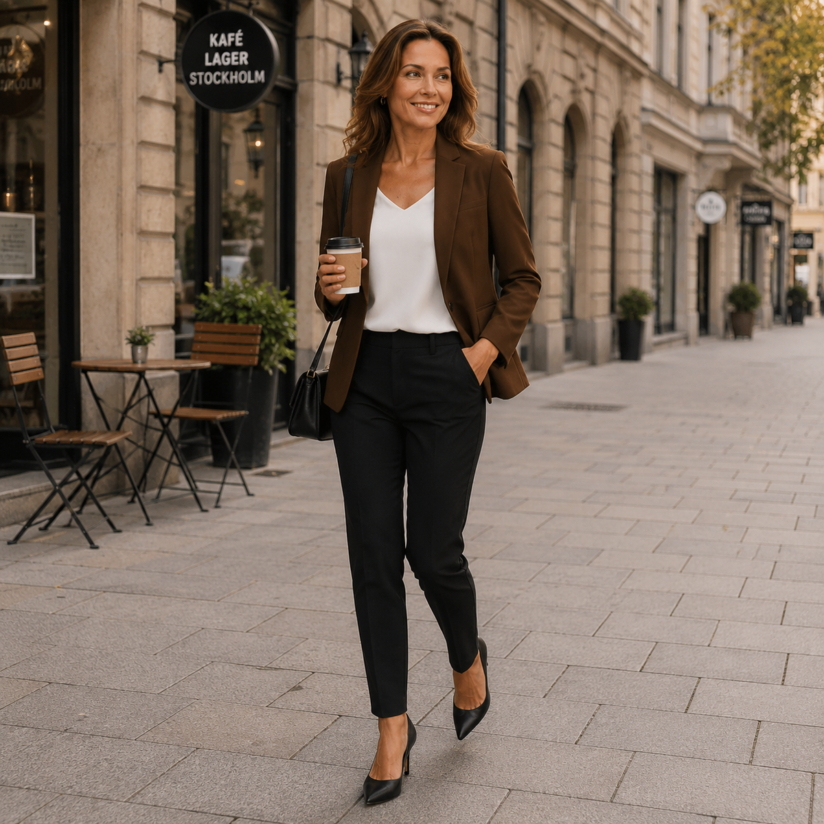 Blazer dam, kort — figursydd kontorsblazer med öppen front