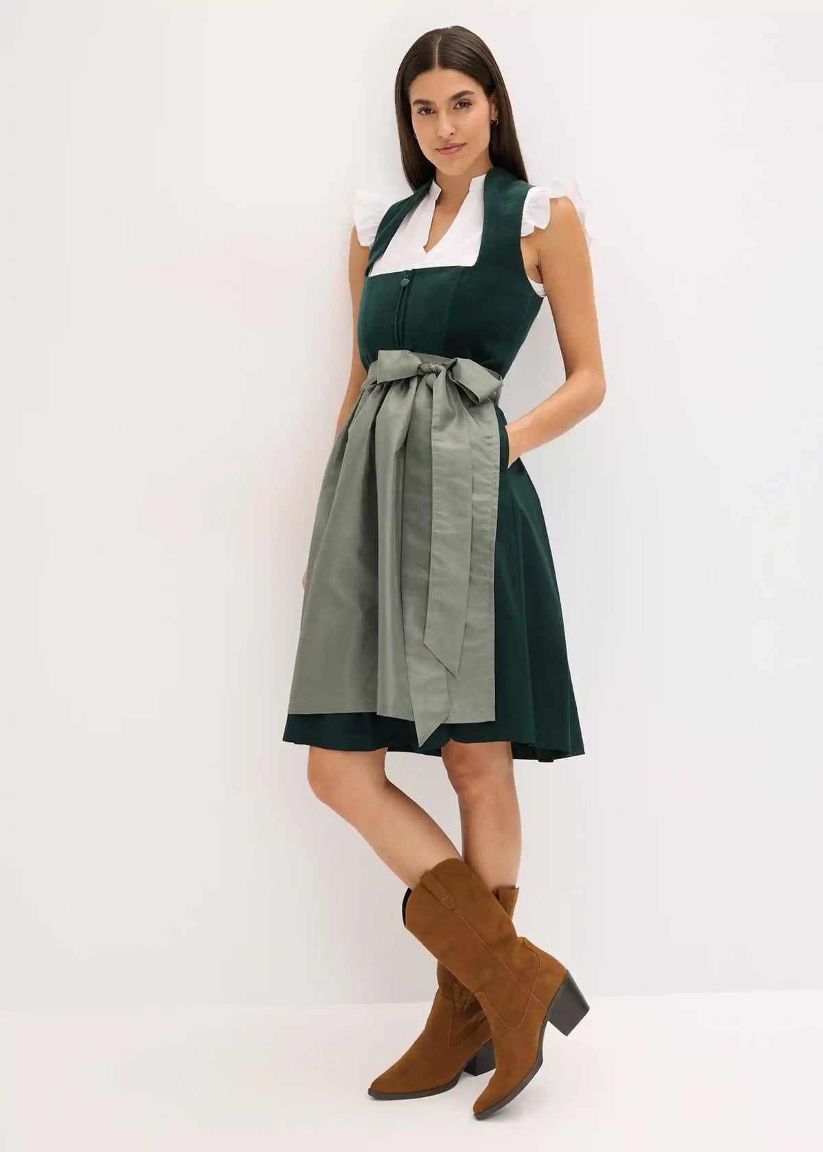 Dirndl dam med sammetsliv, detalj