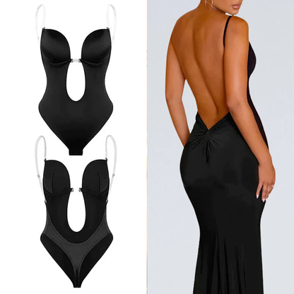 Backless bodyshaper i nylon-elastan — figurformande shapewear med ryggöppning
