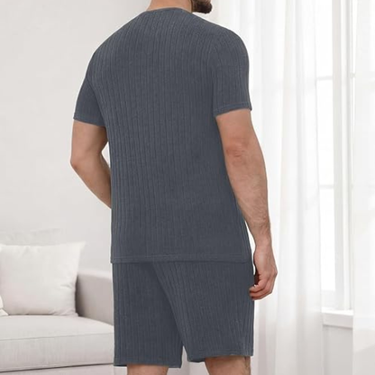 2-delat stretchigt pyjamasset för män (mörkgrå)