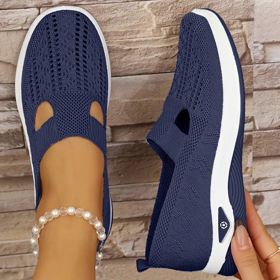 Ortopediska slip-on skor dam i textil – bekväm passform med dämpad innersula