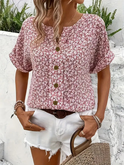 Blommönstrad blus dam i polyester