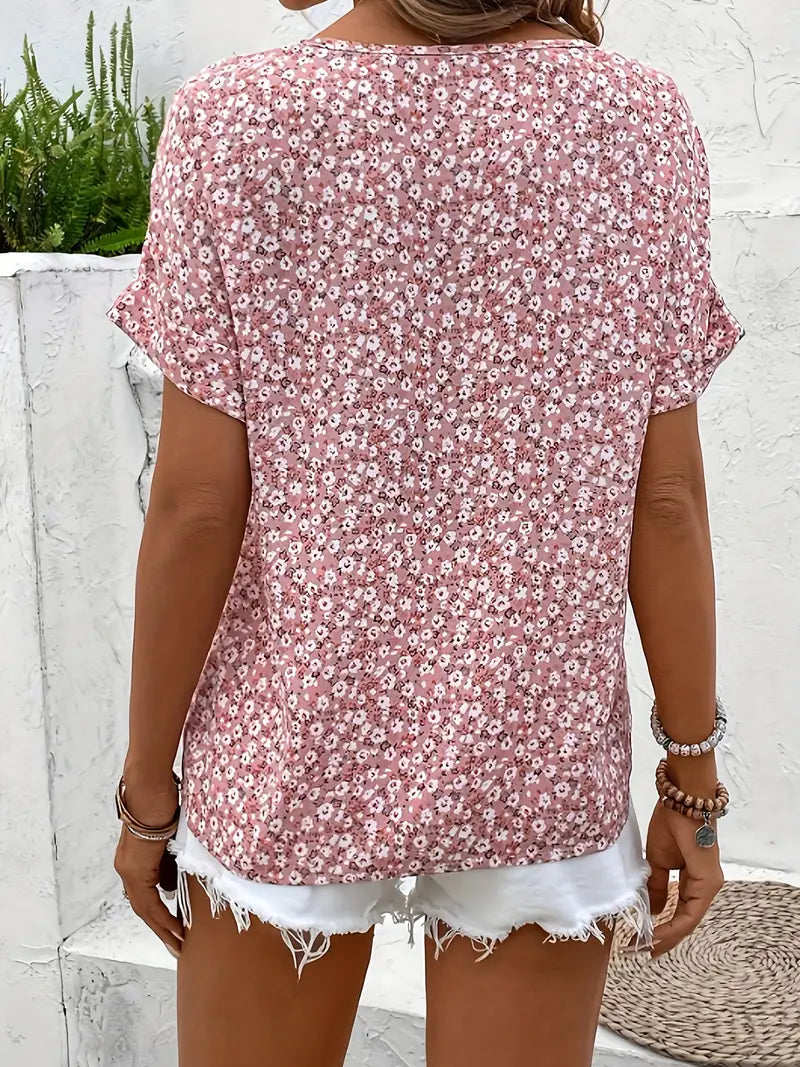 Blommönstrad blus dam i polyester