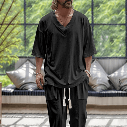 Oversized set herr i bomull – långärmad topp och byxor för vintern