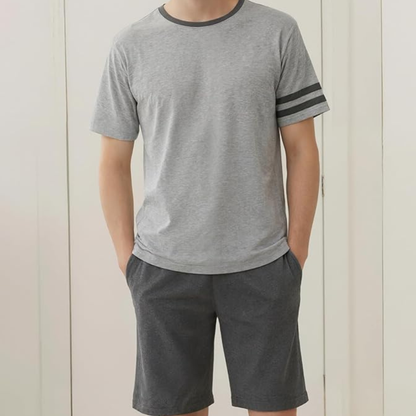 Herrpyjamas Set – Mjuk & Lätt Sommarnattdräkt