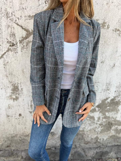 Figursydd rutig blazer dam i polyester