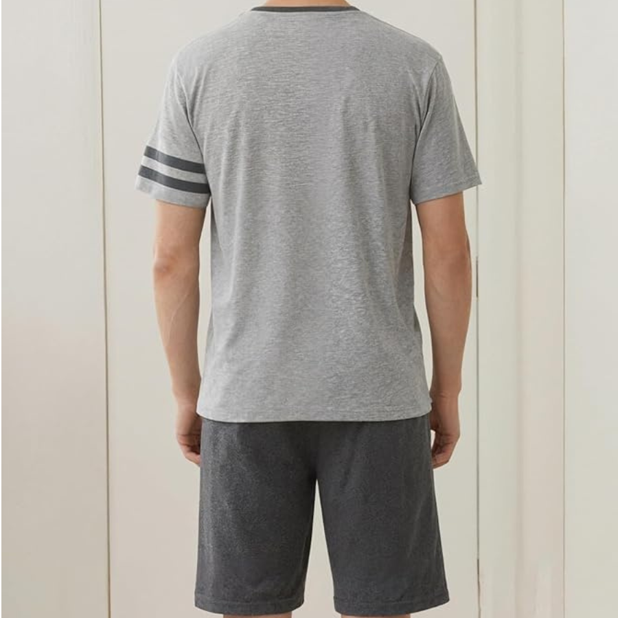 Herrpyjamas Set – Mjuk & Lätt Sommarnattdräkt