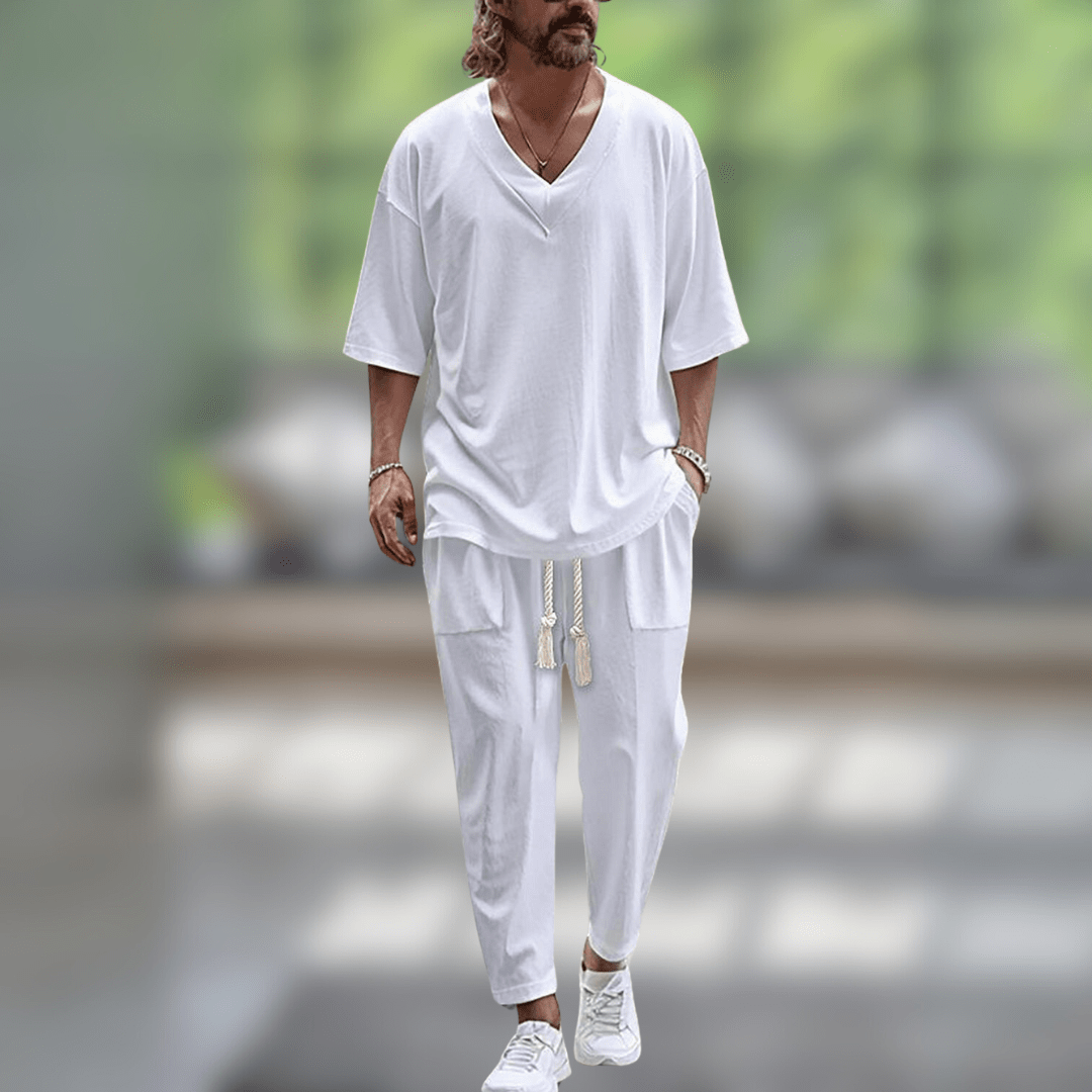 Avslappnat oversized set herr i bomull