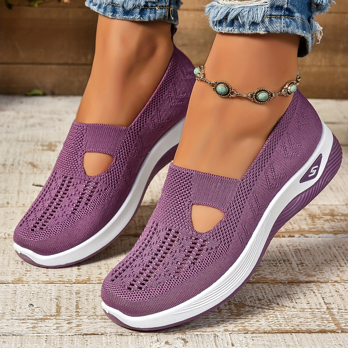 Andningsbara slip-on skor dam i textil