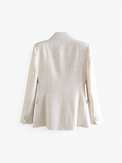 Figursydd tweedblazer dam med guldknappar