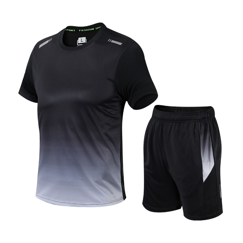 Träningsset herr i polyester – snabbtorkande t-shirt och shorts med rörelsefrihet