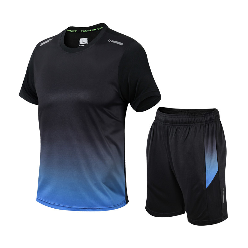 Träningsset herr i polyester med t-shirt och shorts