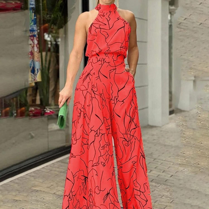 Elegant jumpsuit dam i polyester med skärp