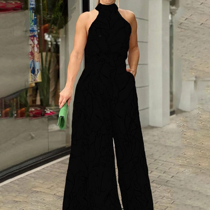 Jumpsuit dam i polyester – ärmlös overall med justerbart skärp