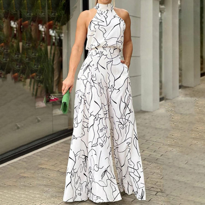 Jumpsuit dam i polyester med justerbart skärp