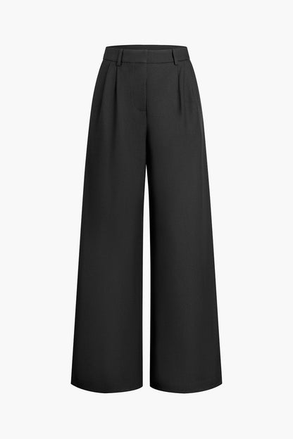 Vida kostymbyxor dam med hög midja i polyester — tailored byxor med pressveck