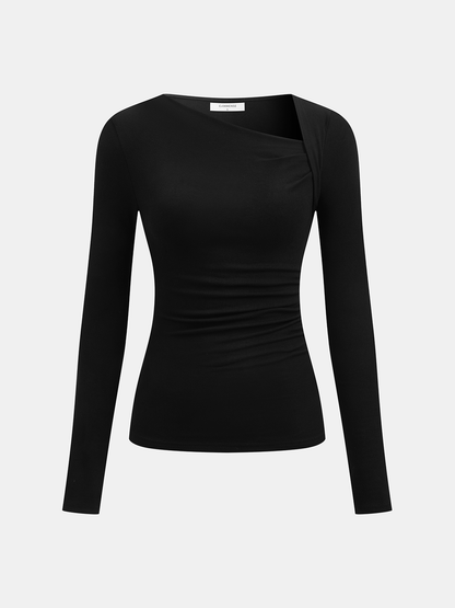 Slim fit ribbad topp dam i viskos