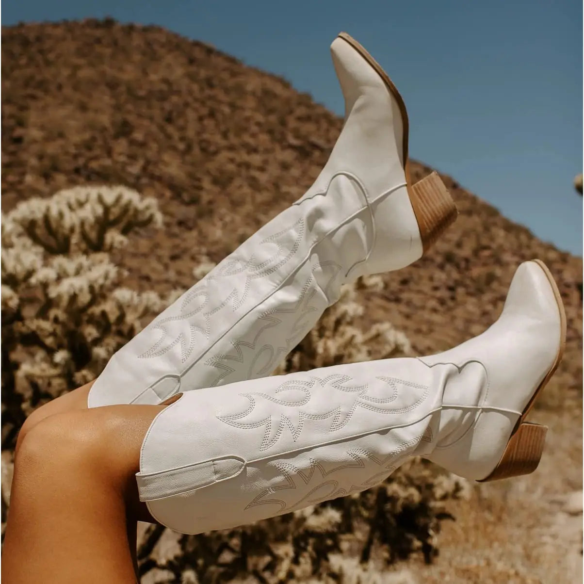 Spetsiga westernboots dam i textil