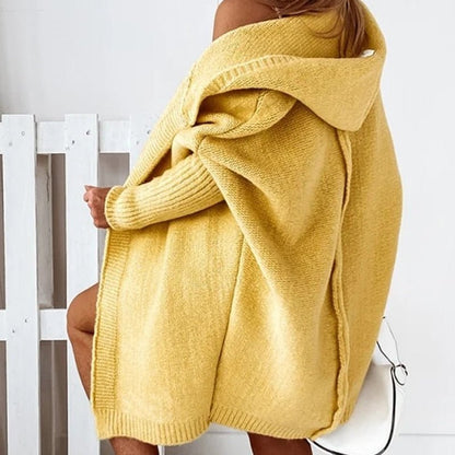 Mysig cardigan dam med kapuschong och fladdermusärmar