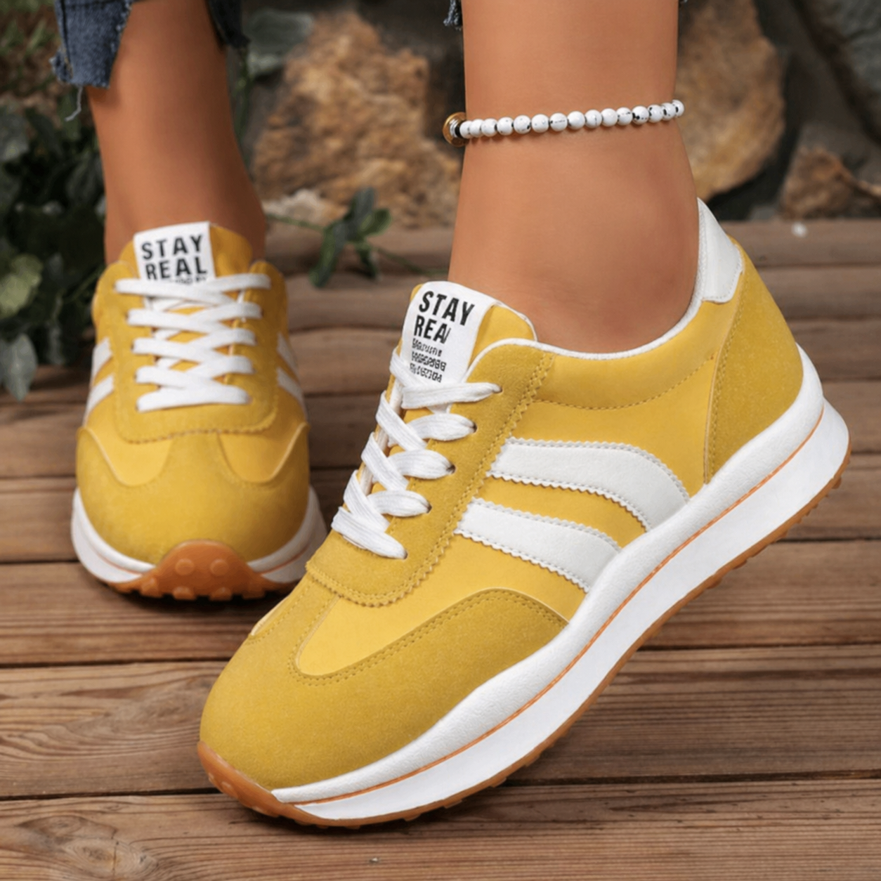 Retro damplatformsneakers med chunky-sula