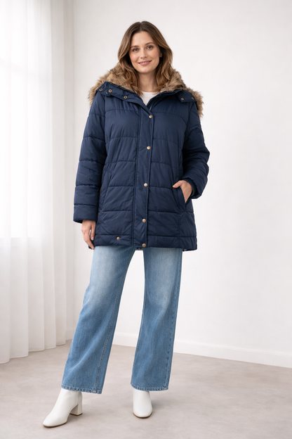 Lyxig oversize-jacka dam med kapuschong