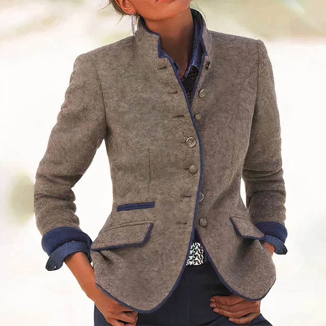 Elegant blazer dam i linne med klassiska slag