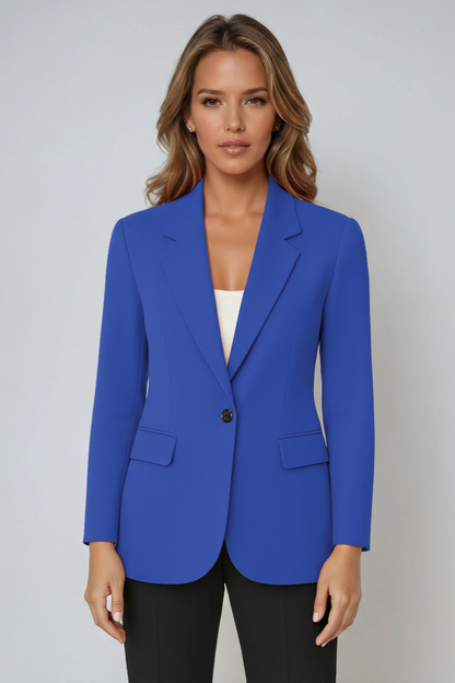 Figursydd blazer dam med slag i polyester — elegant kontorsblazer