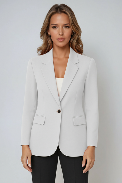 Figursydd blazer dam med slag i polyester — elegant kontorsblazer