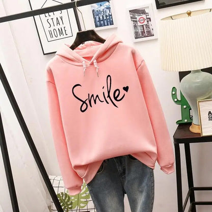 Hoodie dam med smiley-motiv och kapuschong