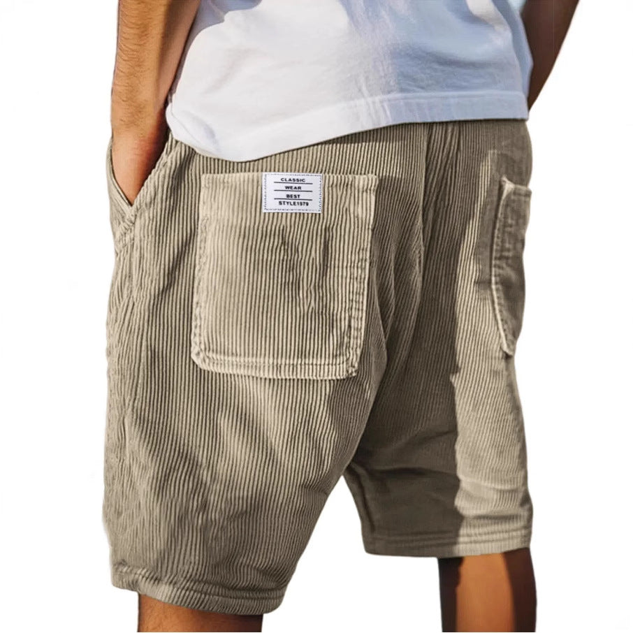 Lediga cordshorts herr i bomull med bakficka