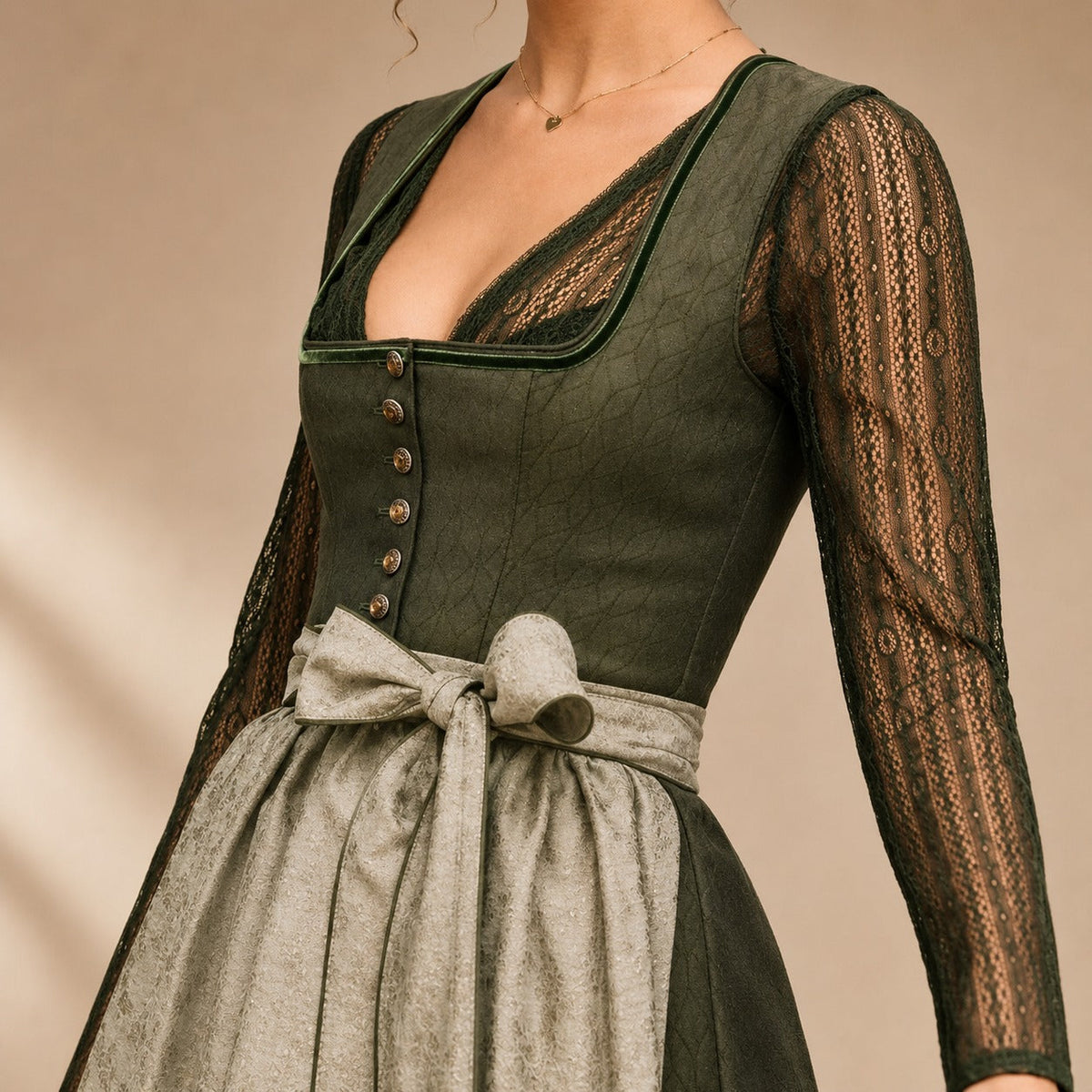 Feminin dirndl dam i bomullsmix