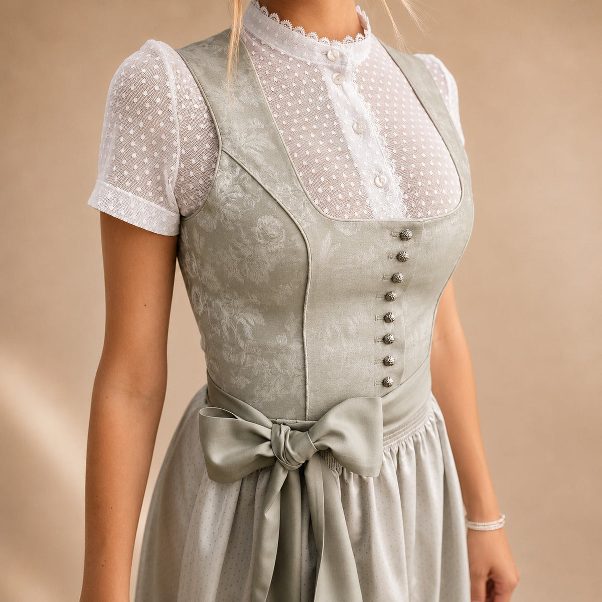 Dirndl dam med rosett, flera färger
