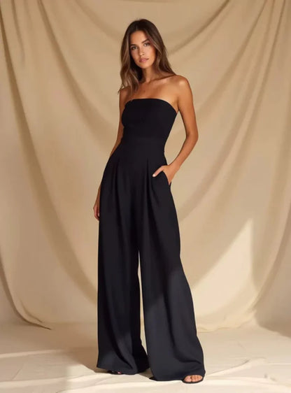 Elegant ärmlös jumpsuit dam med vid passform