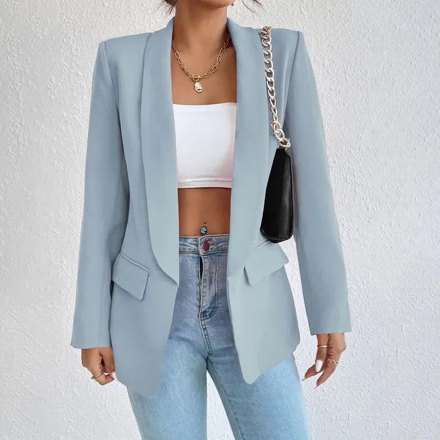 Klassisk blazer dam i polyester-bomull