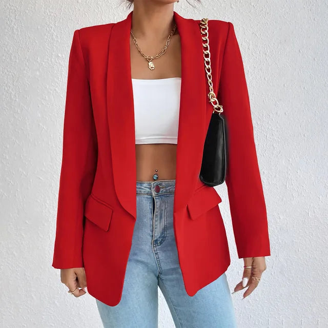 Klassisk blazer dam i polyester-bomull