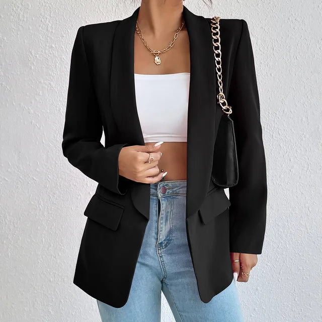 Klassisk blazer dam i polyester-bomull