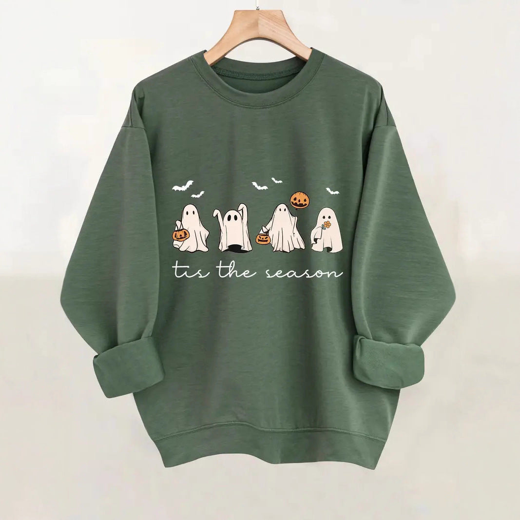 Sweatshirt dam med Halloween-tryck, flera färger