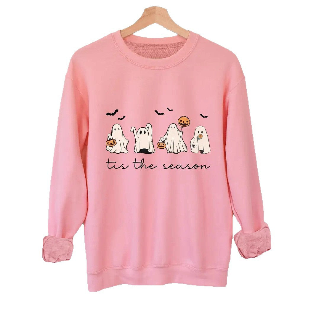 Sweatshirt dam med Halloween-tryck — ledig collegetröja